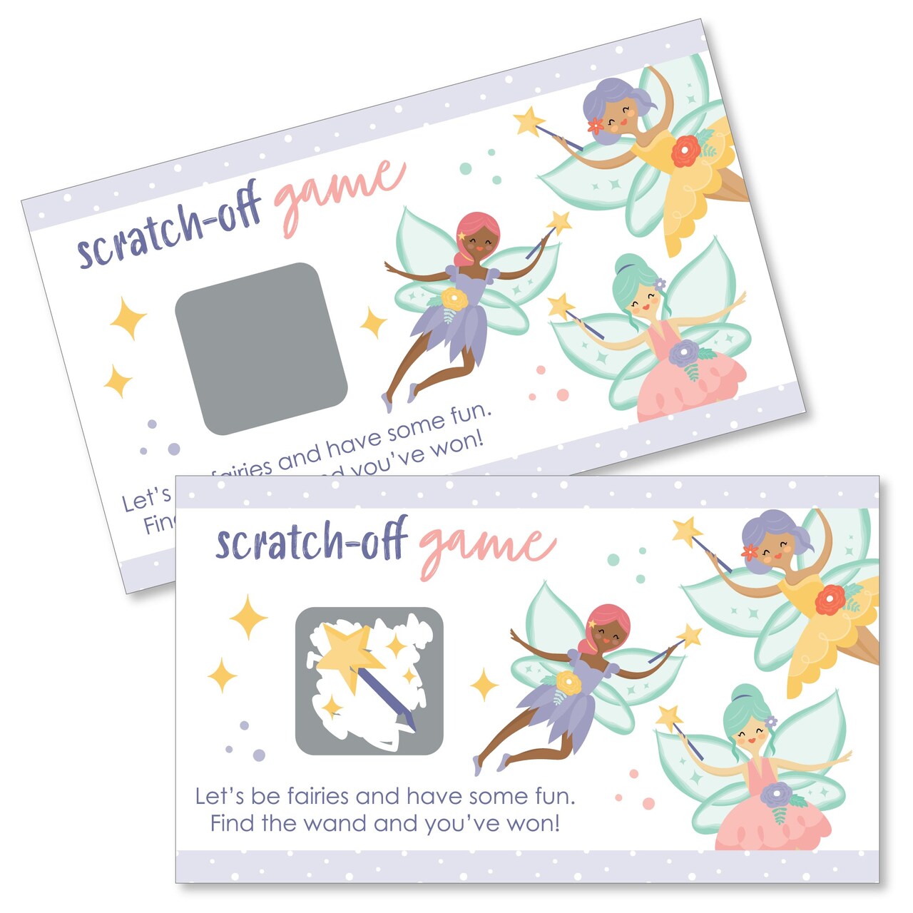 Big Dot of Happiness Let's Be Fairies - Fairy Garden Birthday Party Game Scratch Off Cards - 22 Count